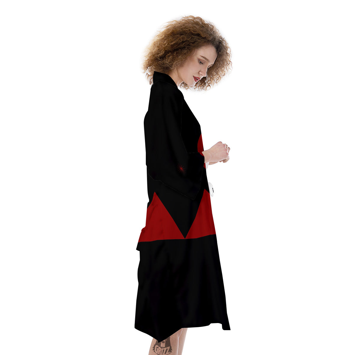 Pyramid Red Moon Print Kimono-grizzshop
