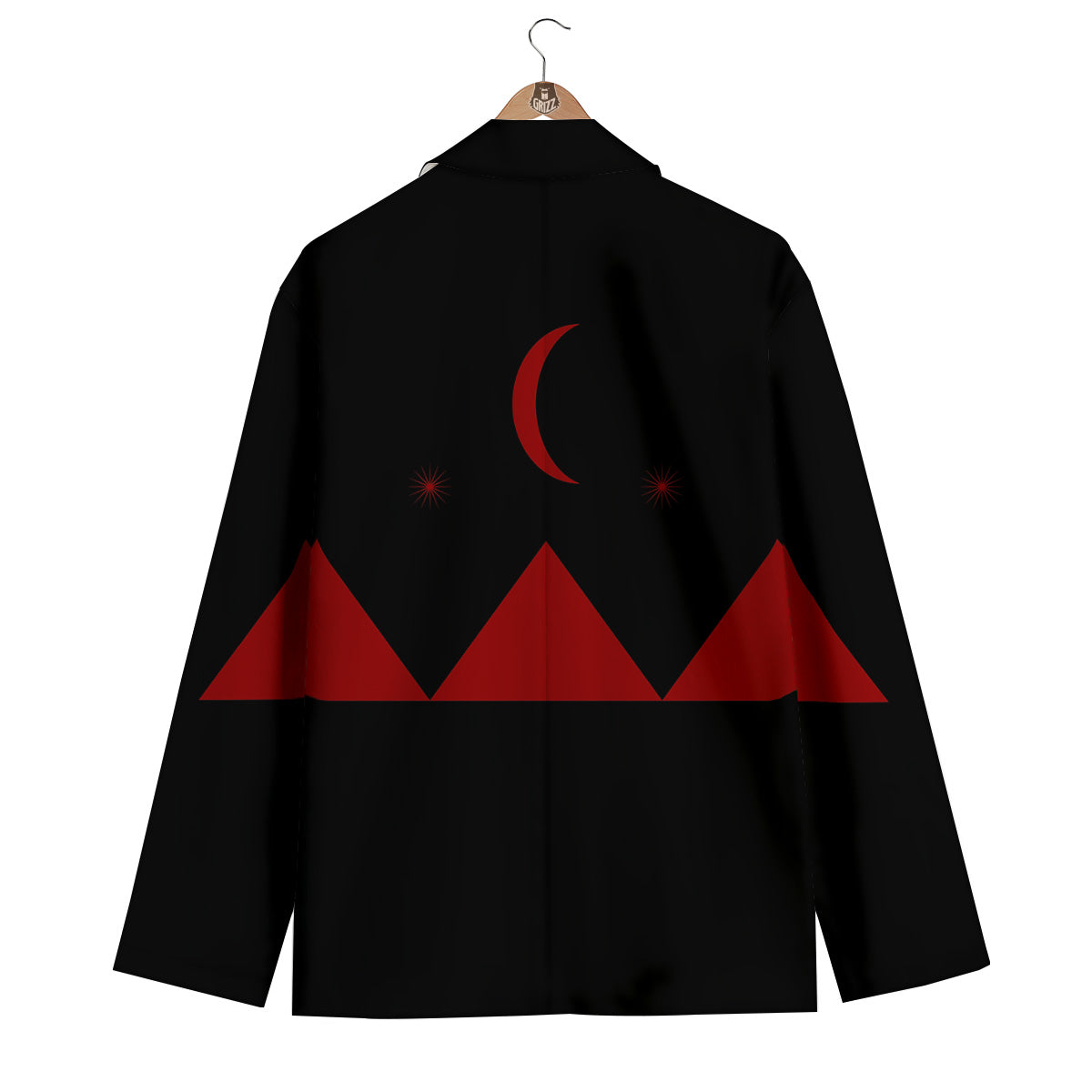 Pyramid Red Moon Print Men's Blazer-grizzshop