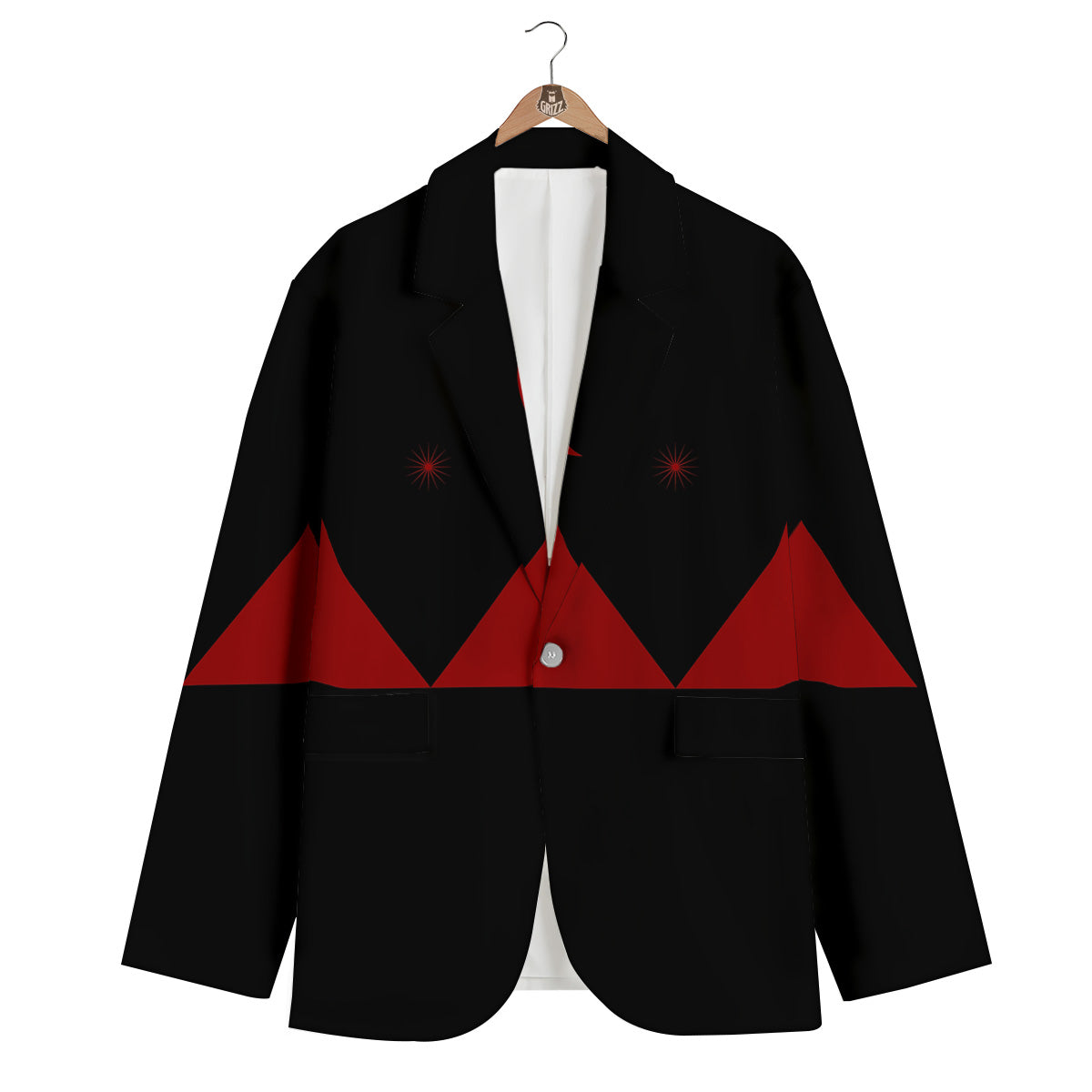 Pyramid Red Moon Print Men's Blazer-grizzshop
