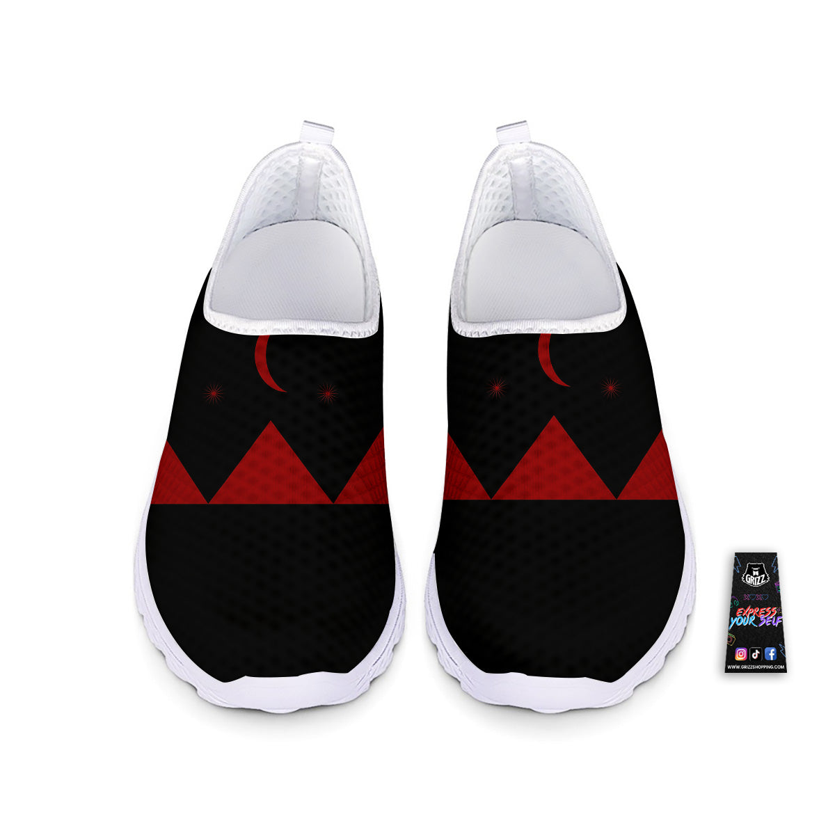 Pyramid Red Moon Print Nurse Shoes-grizzshop