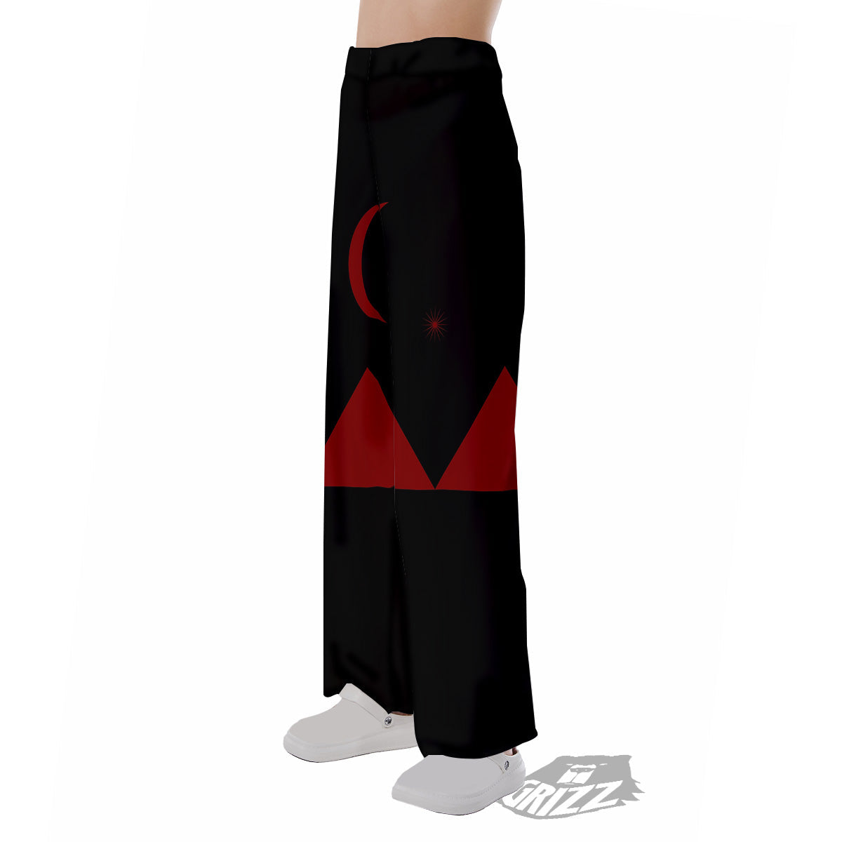 Pyramid Red Moon Print Pajama Pants-grizzshop
