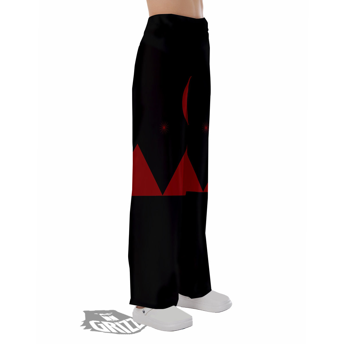 Pyramid Red Moon Print Pajama Pants-grizzshop
