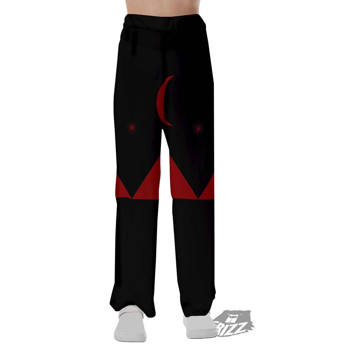 Pyramid Red Moon Print Pajama Pants-grizzshop