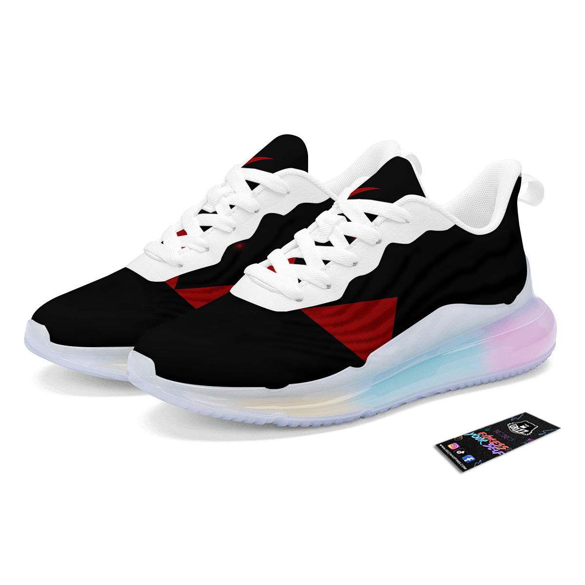 Pyramid Red Moon Print Running Sneakers-grizzshop