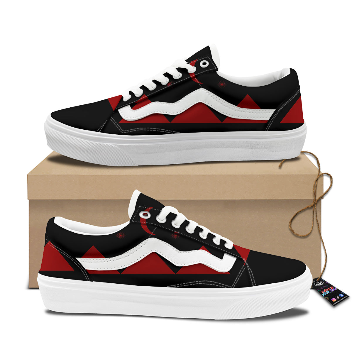 Pyramid Red Moon Print Skate Shoes-grizzshop