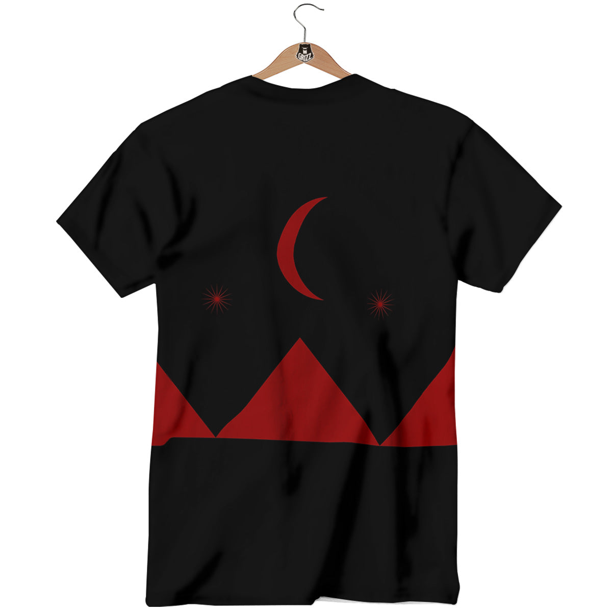Pyramid Red Moon Print T-Shirt-grizzshop
