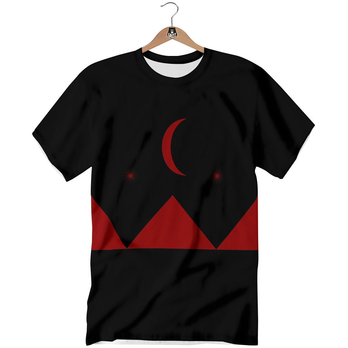 Pyramid Red Moon Print T-Shirt-grizzshop