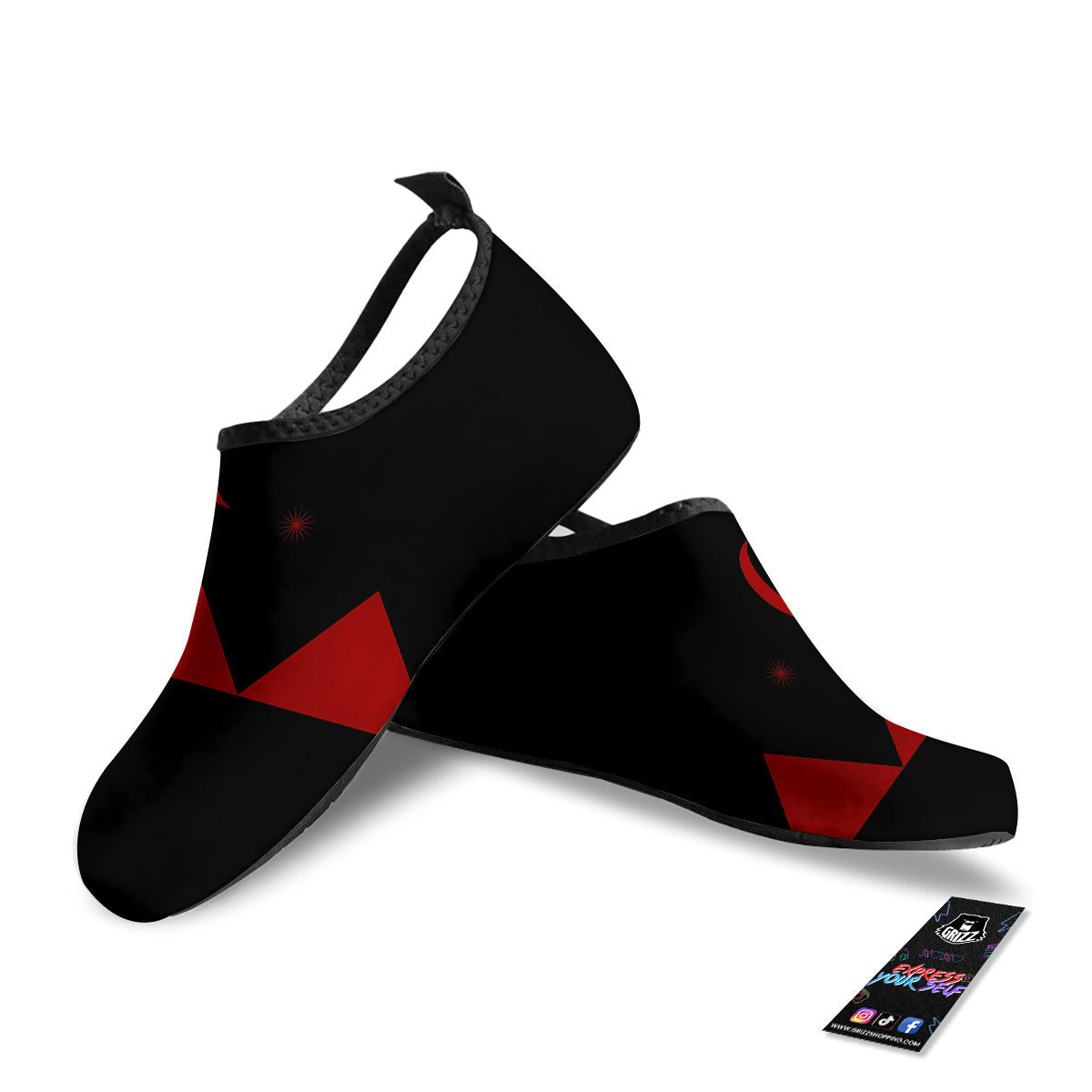 Pyramid Red Moon Print Water Shoes-grizzshop
