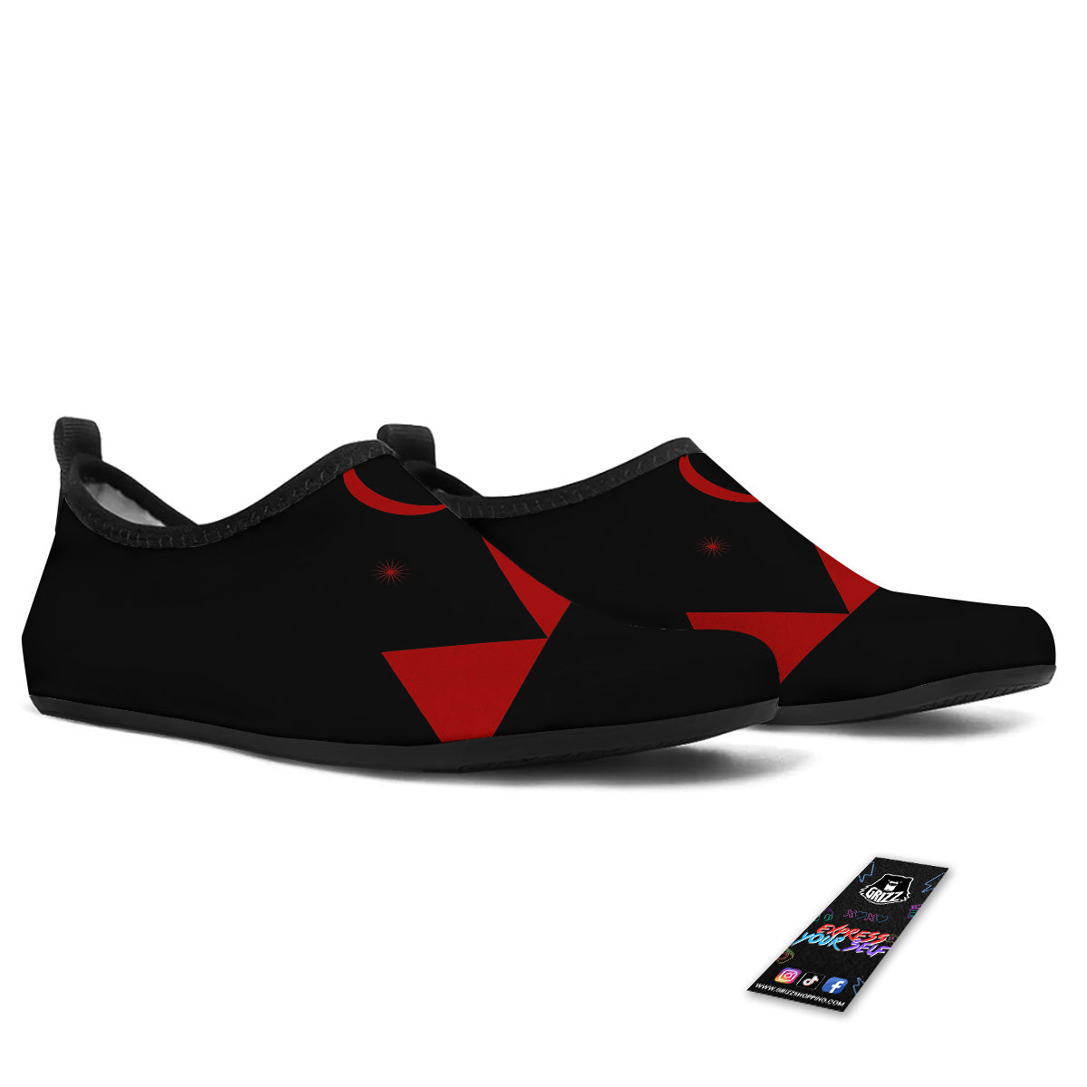 Pyramid Red Moon Print Water Shoes-grizzshop