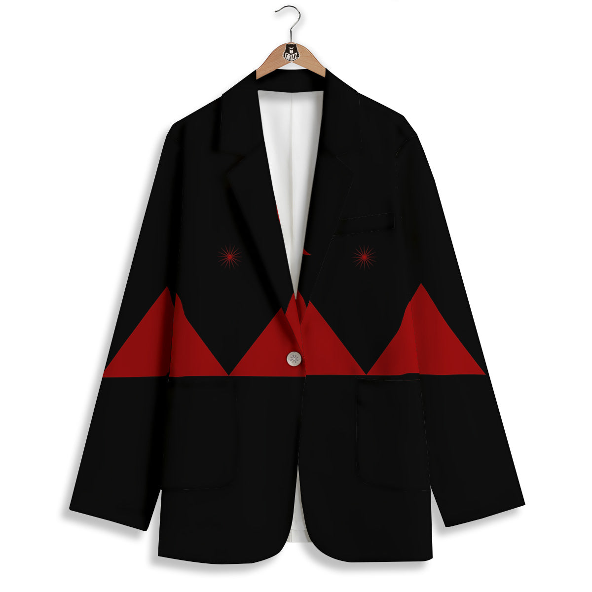 Pyramid Red Moon Print Women's Blazer-grizzshop