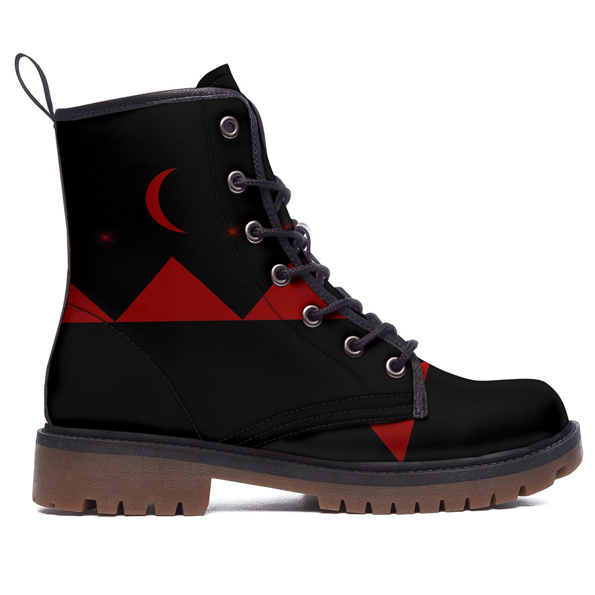 Pyramid Red Moon Print Work Boots-grizzshop