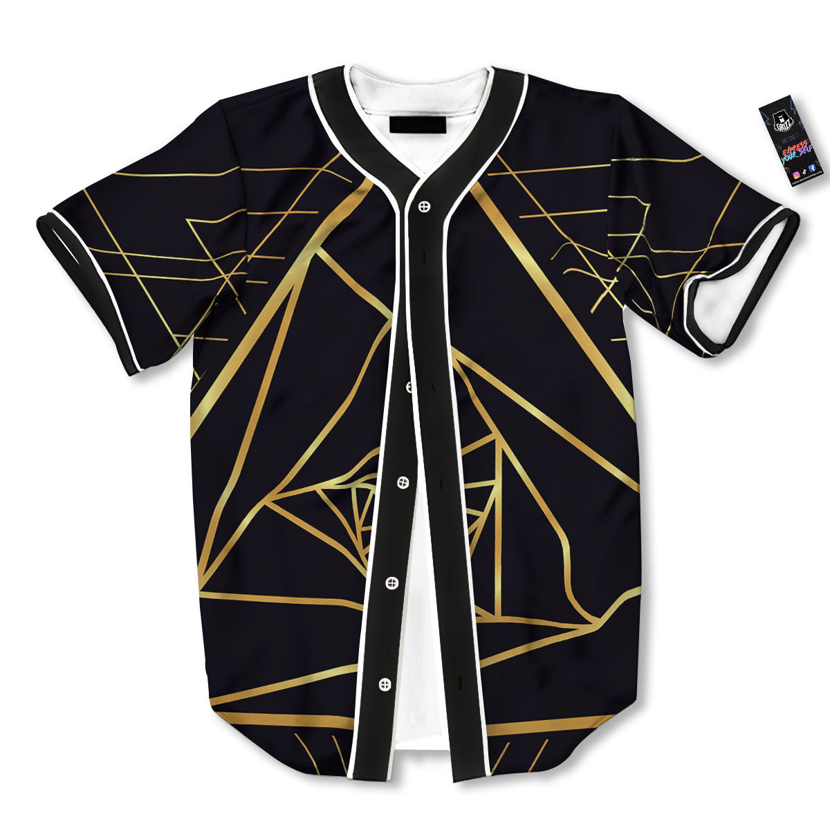 Pyramid Rose Print Baseball Jersey-grizzshop