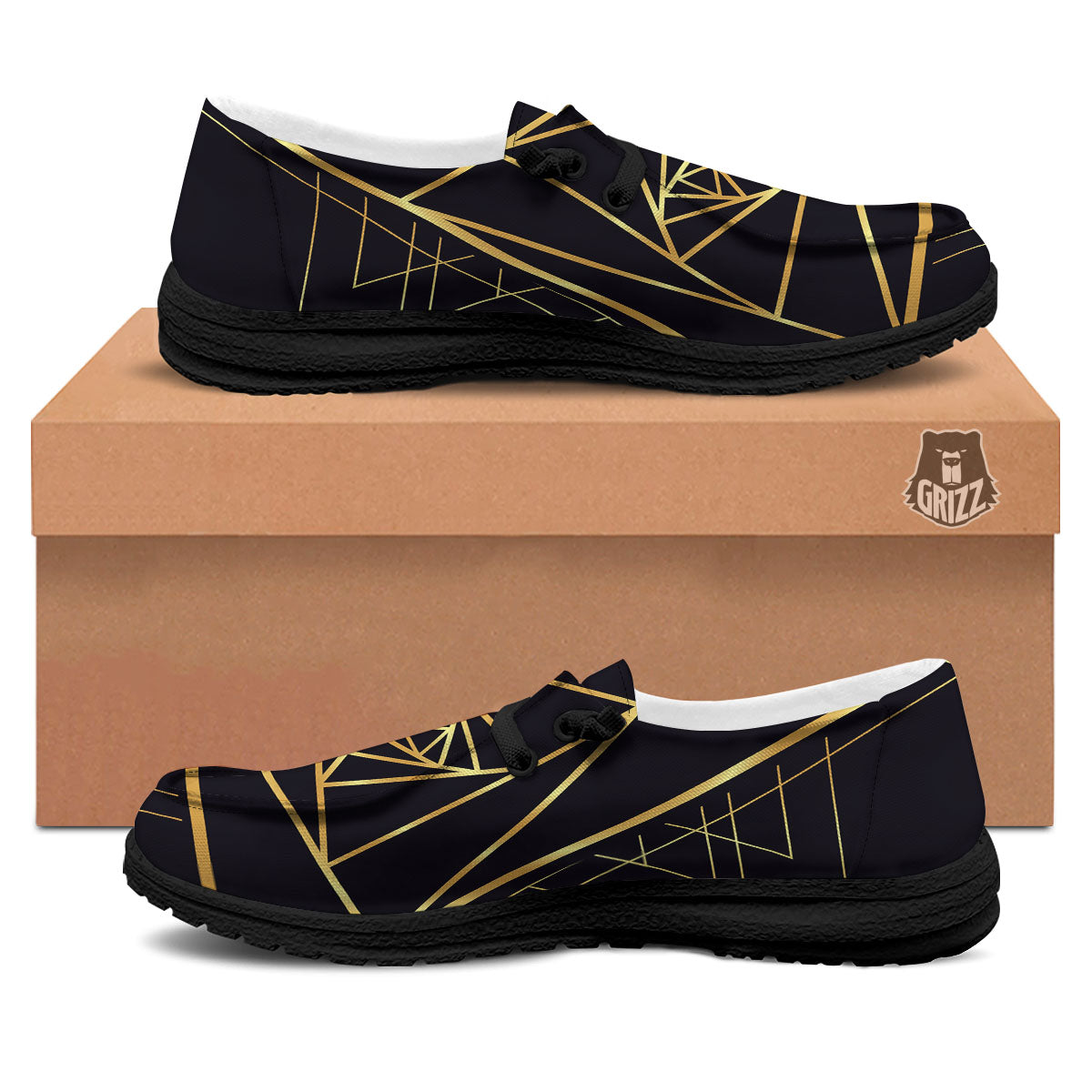 Pyramid Rose Print Black Loafers-grizzshop