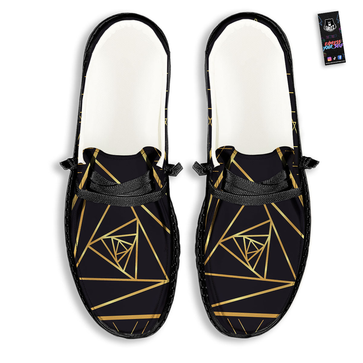 Pyramid Rose Print Black Loafers-grizzshop