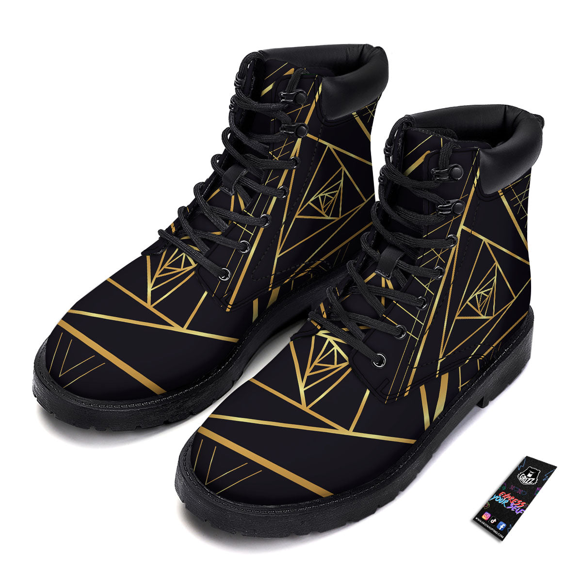 Pyramid Rose Print Boots-grizzshop