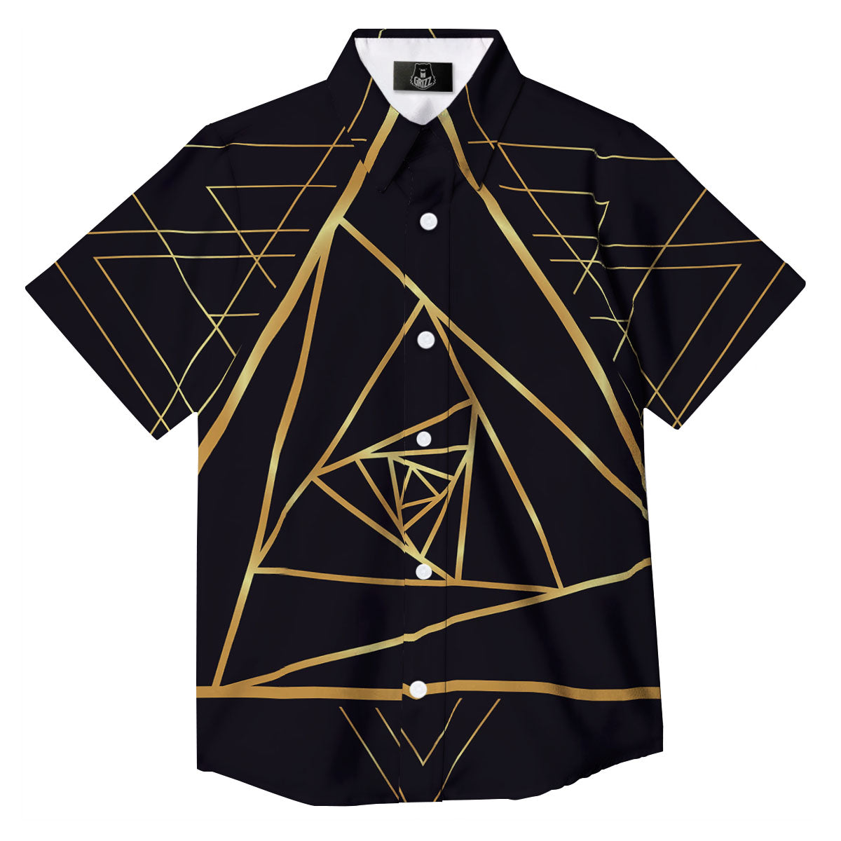 Pyramid Rose Print Button Up Shirt-grizzshop