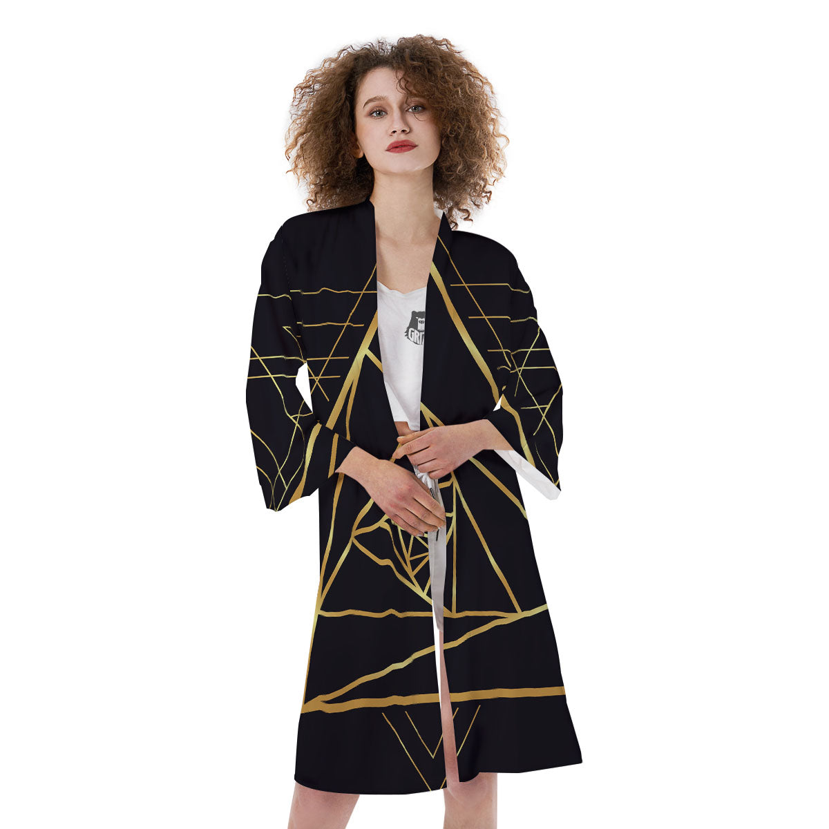Pyramid Rose Print Kimono-grizzshop