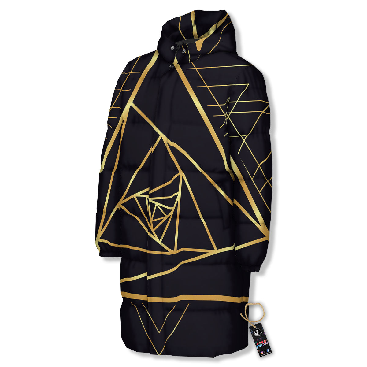 Pyramid Rose Print Long Down Jacket-grizzshop