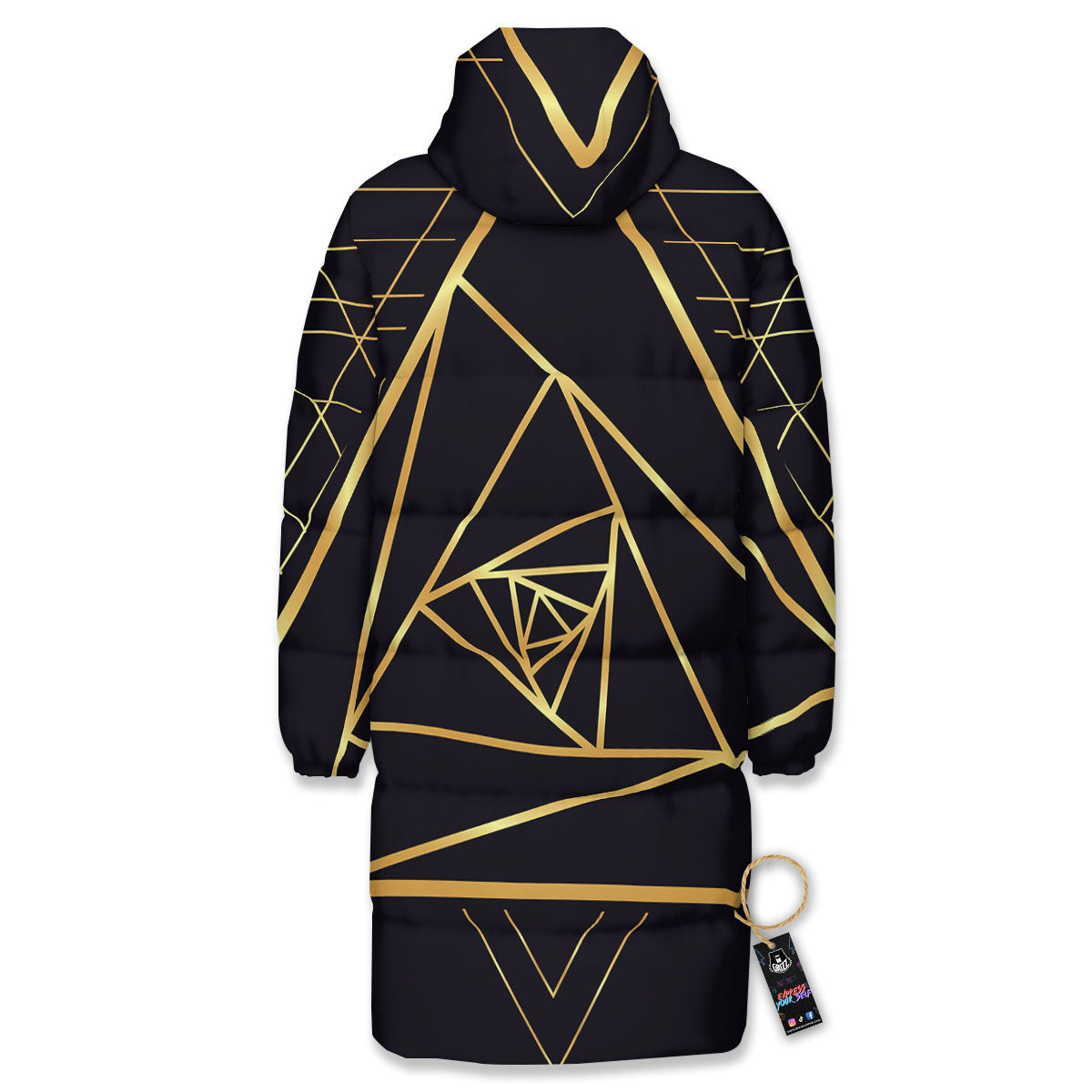 Pyramid Rose Print Long Down Jacket-grizzshop