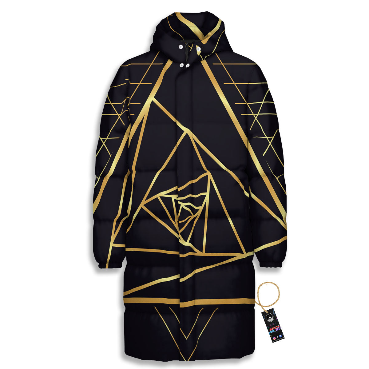 Pyramid Rose Print Long Down Jacket-grizzshop