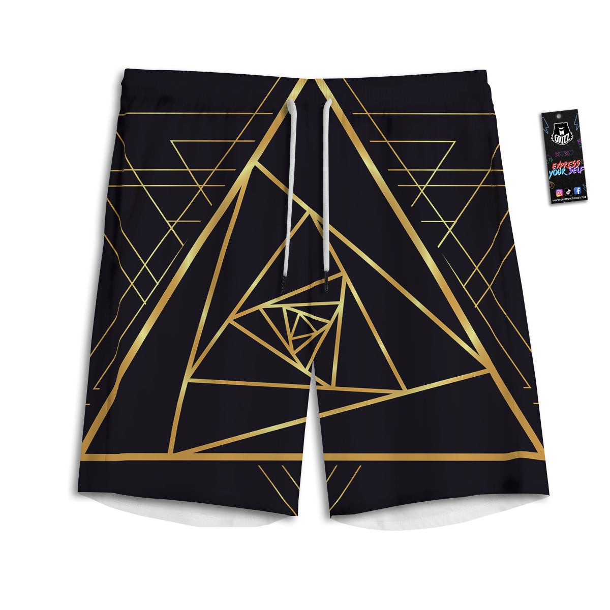 Pyramid Rose Print Men's Athletic Shorts