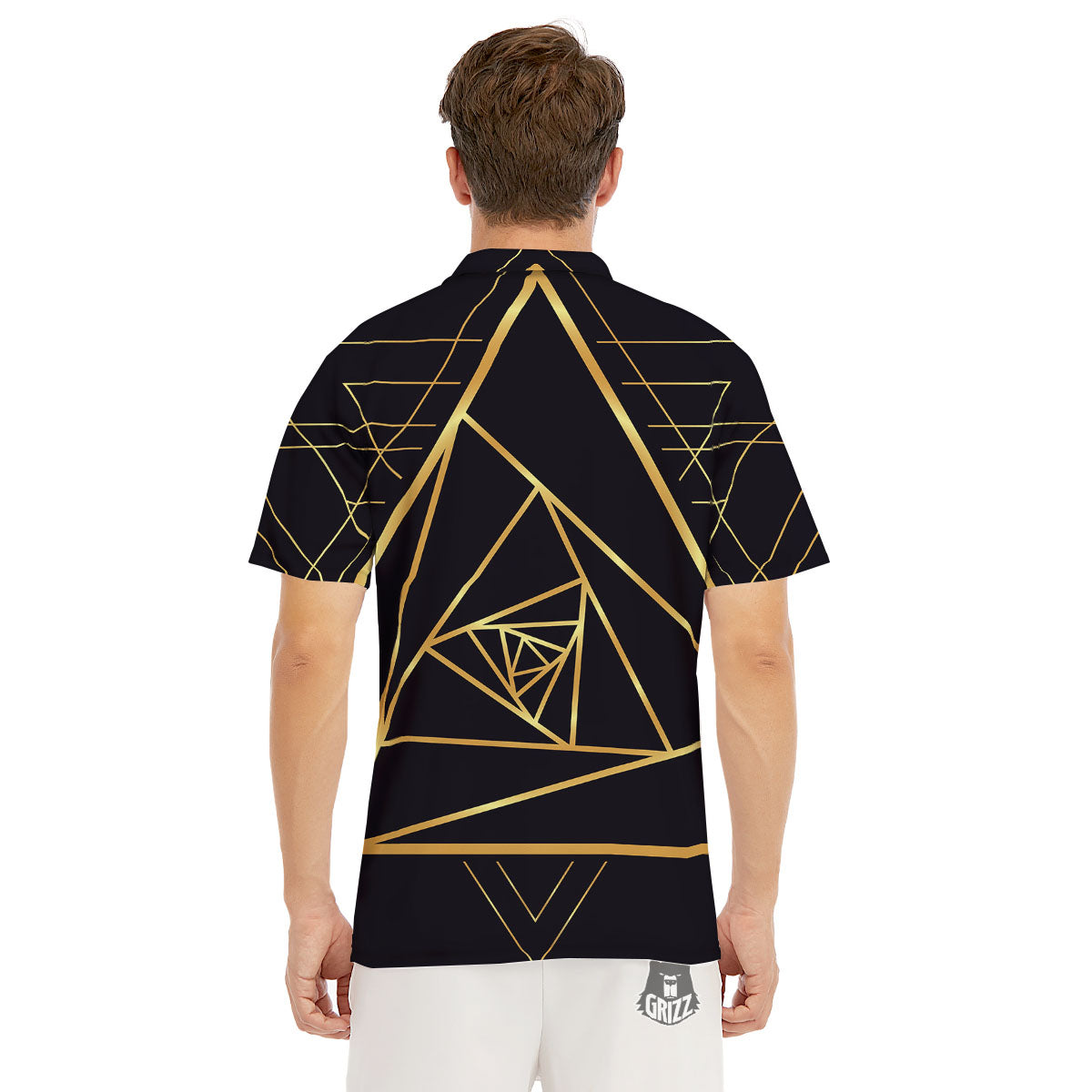 Pyramid Rose Print Men's Golf Shirts-grizzshop