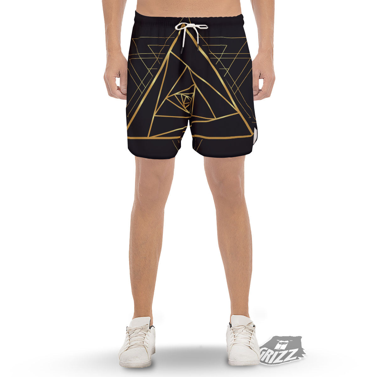 Pyramid Rose Print Men's Gym Shorts-grizzshop