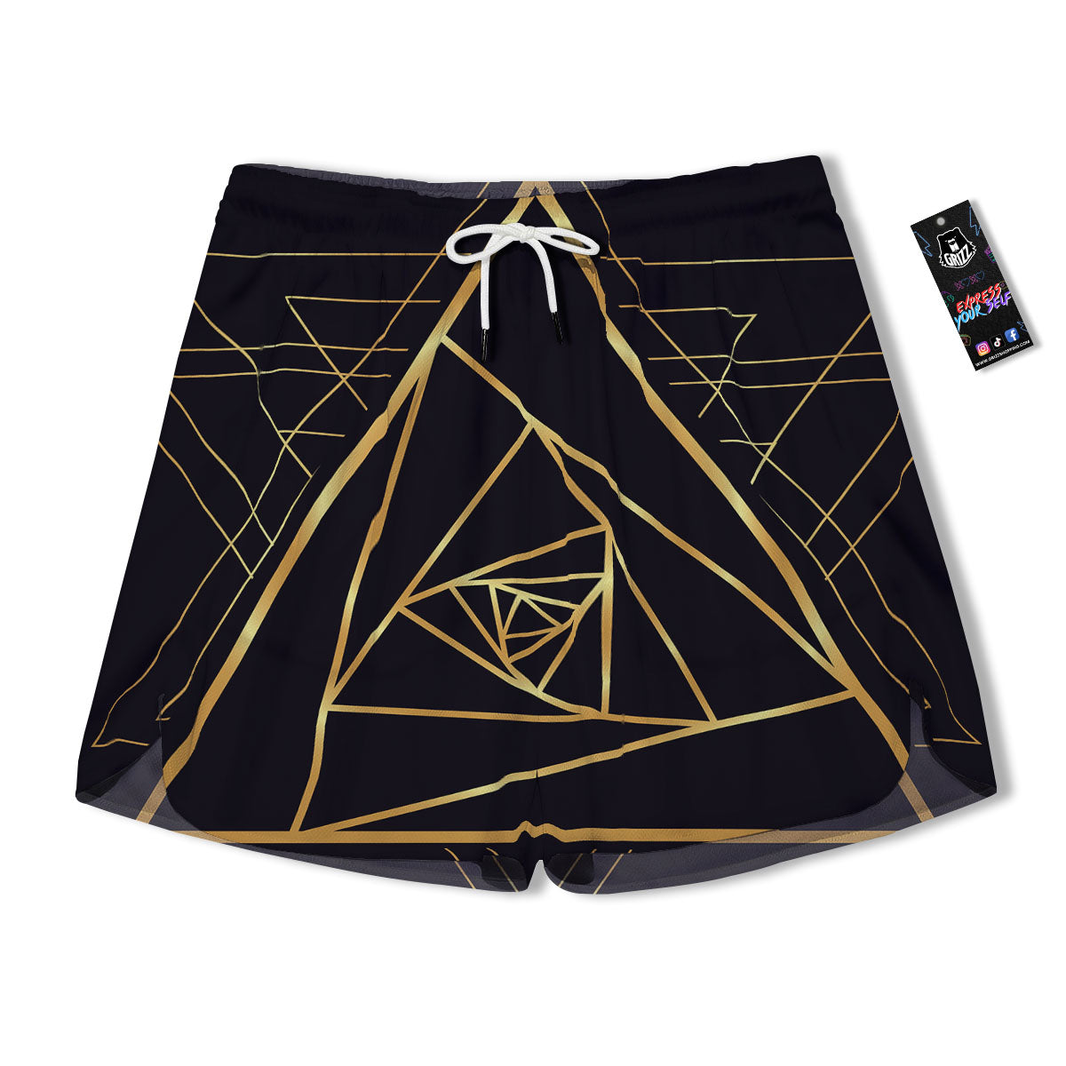 Pyramid Rose Print Men's Running Shorts-grizzshop