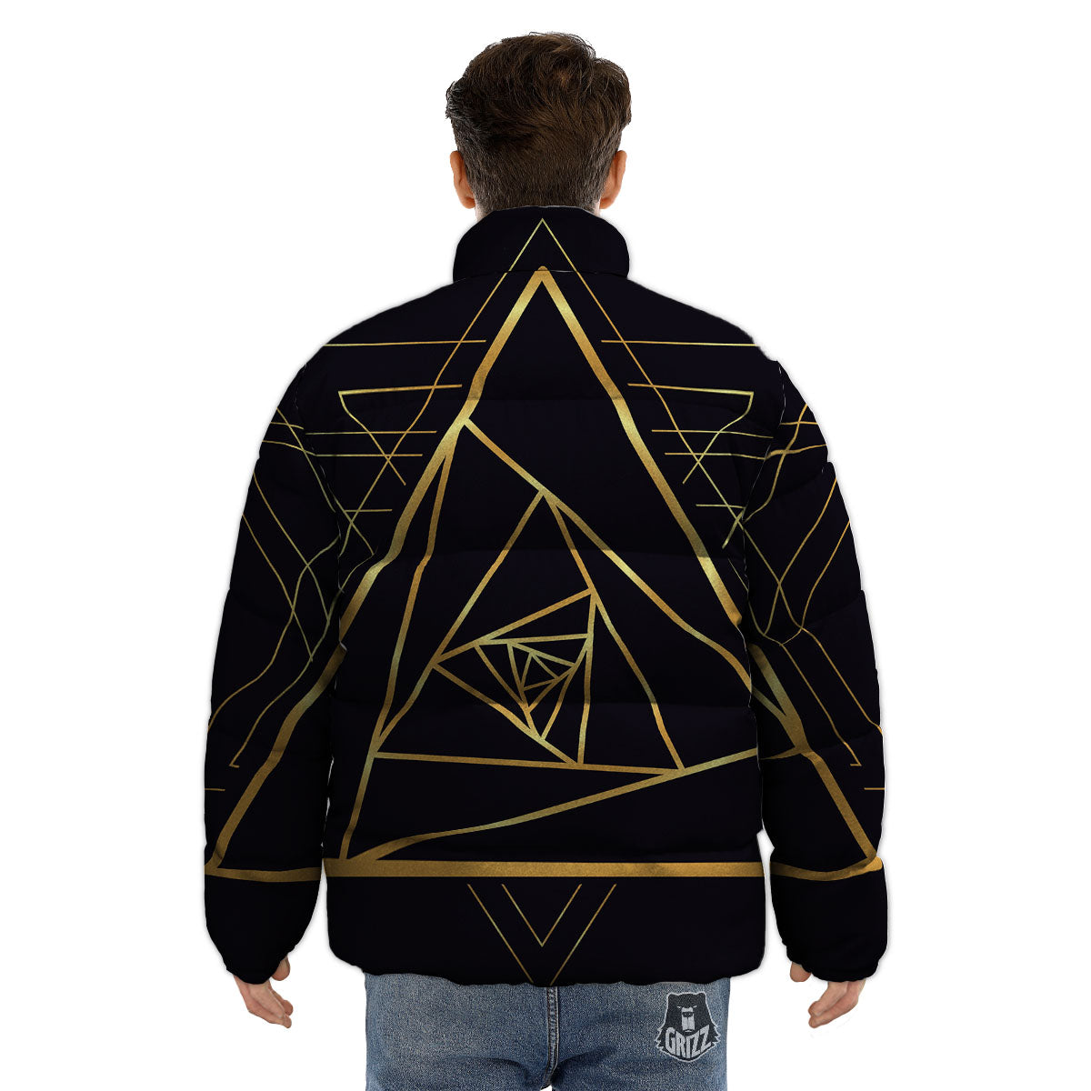 Pyramid Rose Print Puffer Jacket-grizzshop
