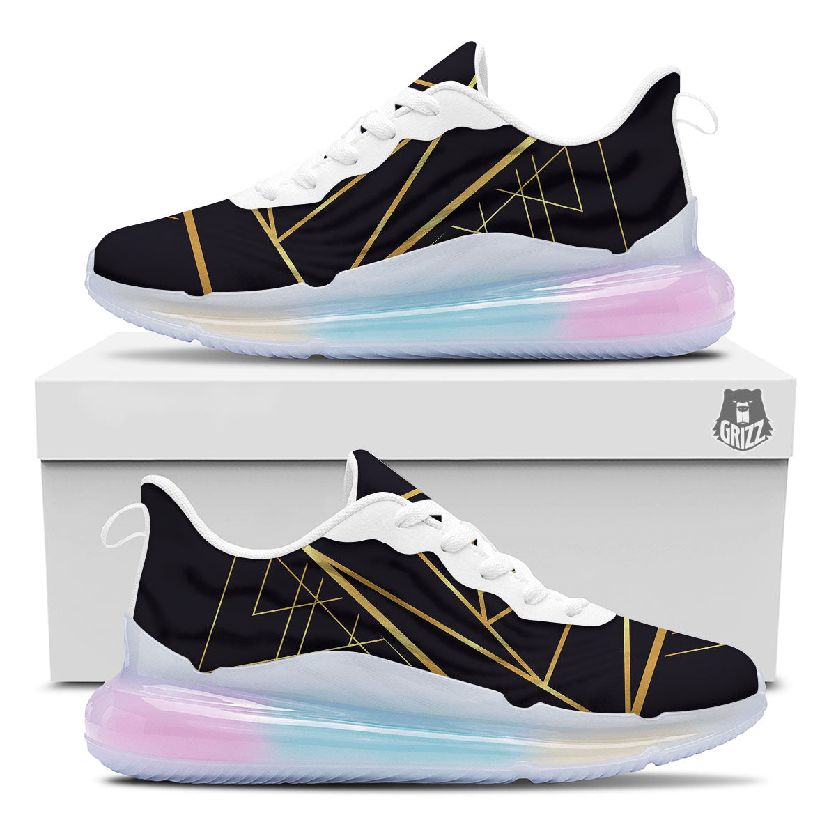 Pyramid Rose Print Running Sneakers-grizzshop