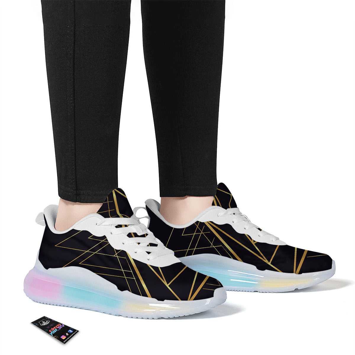 Pyramid Rose Print Running Sneakers-grizzshop