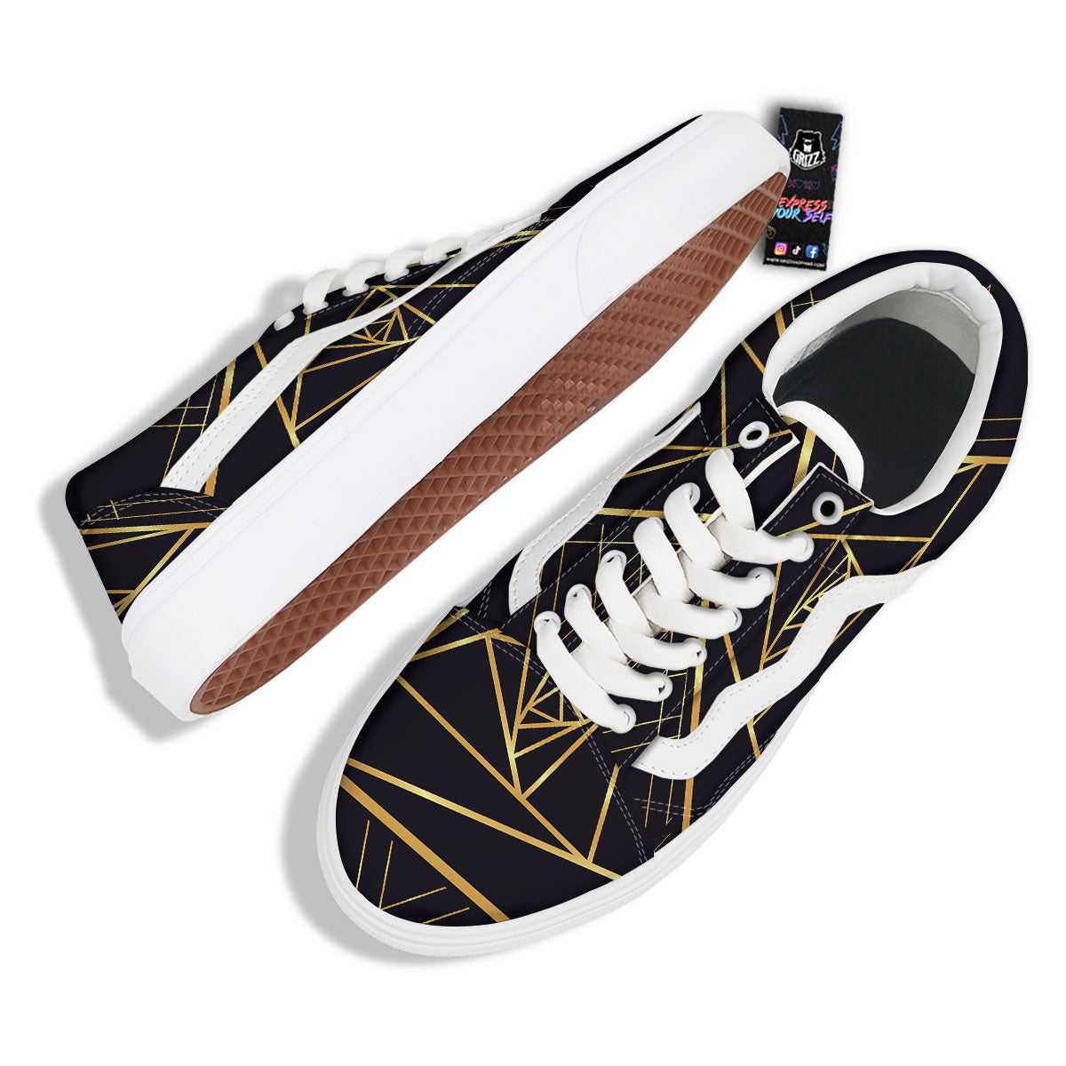 Pyramid Rose Print Skate Shoes-grizzshop