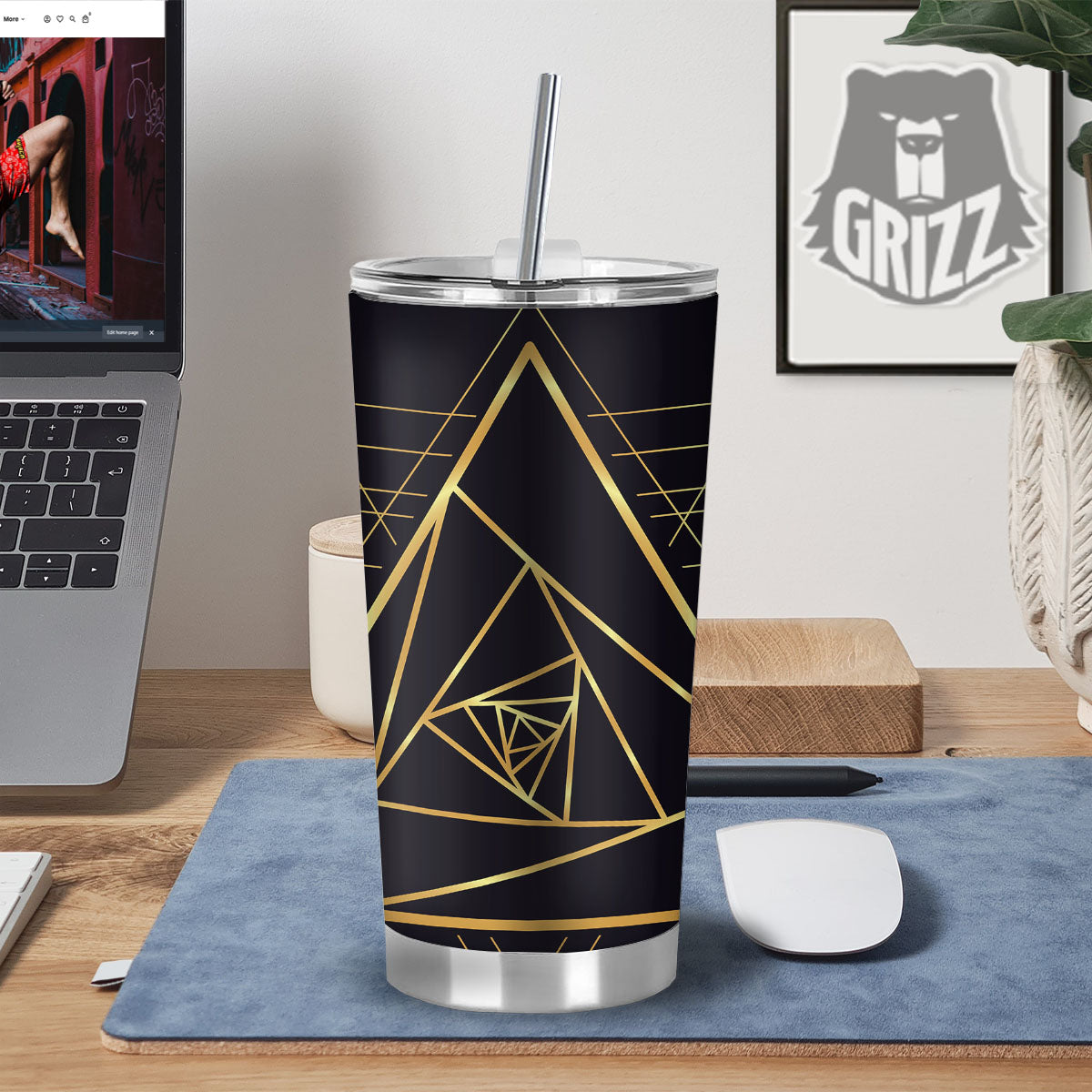 Pyramid Rose Print Tumbler-grizzshop
