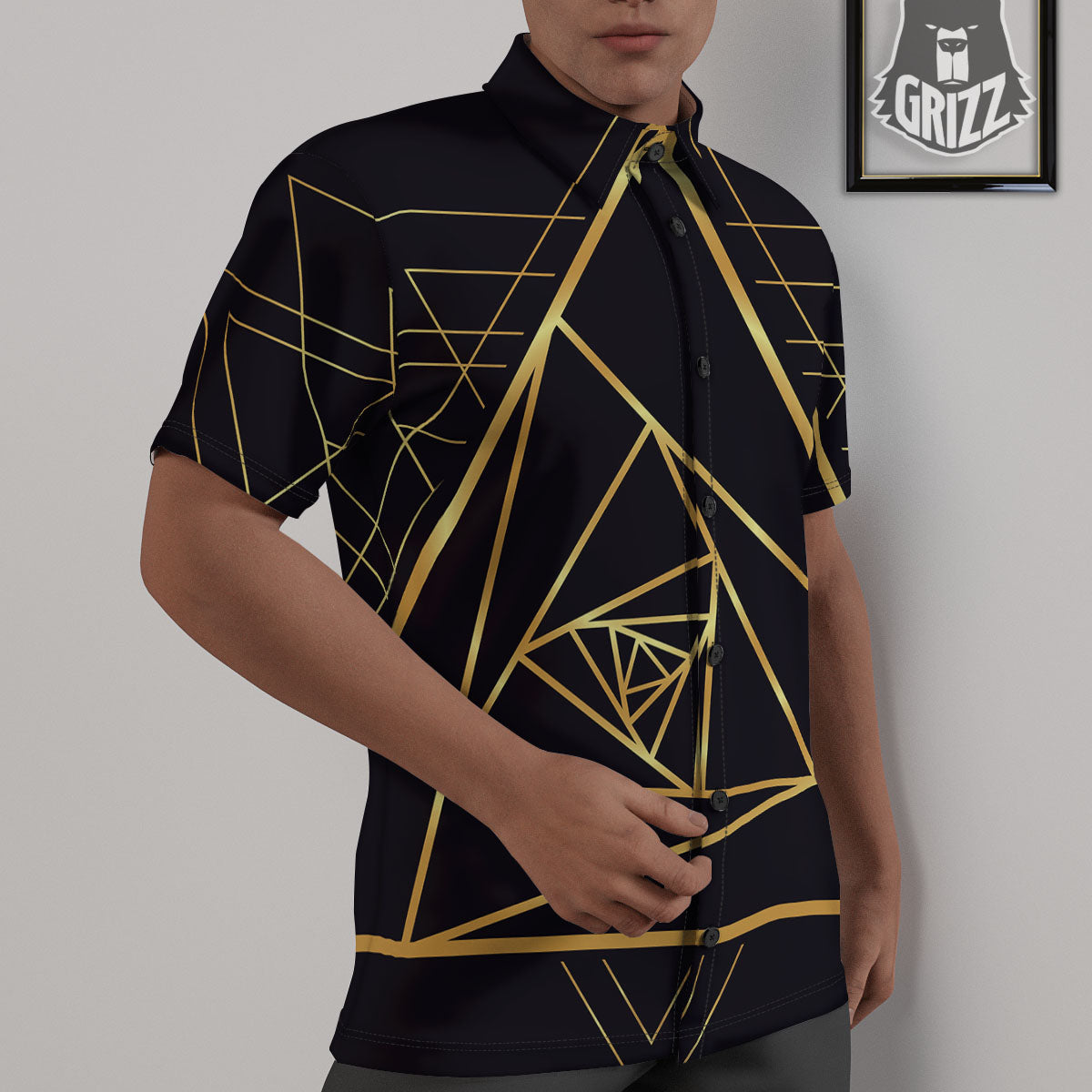 Pyramid Rose Print Untucked Shirts-grizzshop