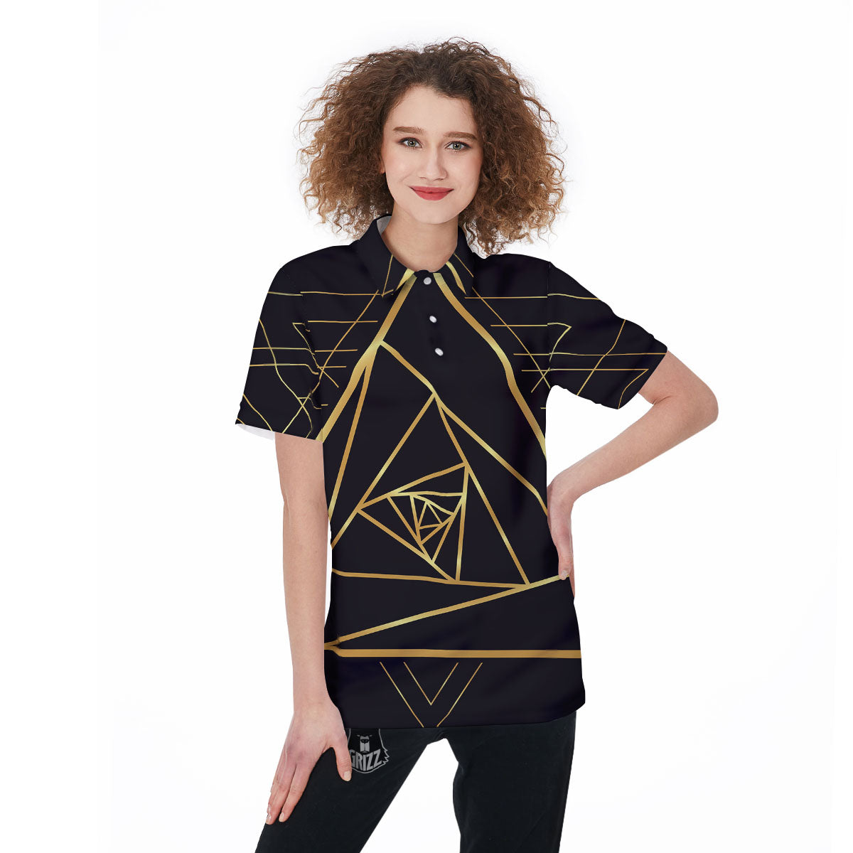 Pyramid Rose Print Women's Golf Shirts-grizzshop