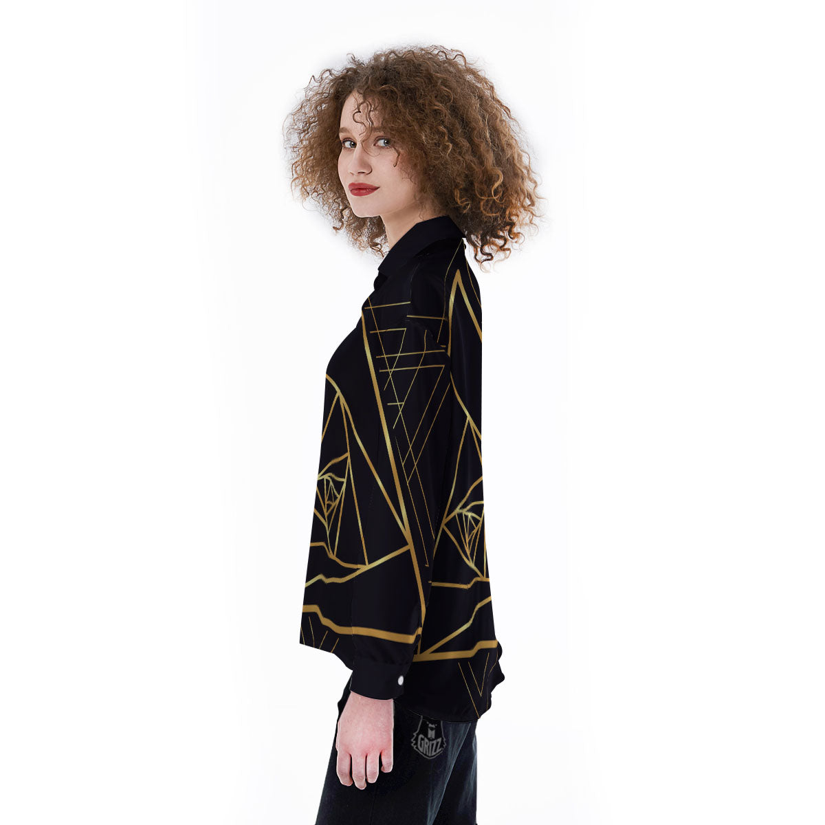 Pyramid Rose Print Women's Long Sleeve Shirts-grizzshop