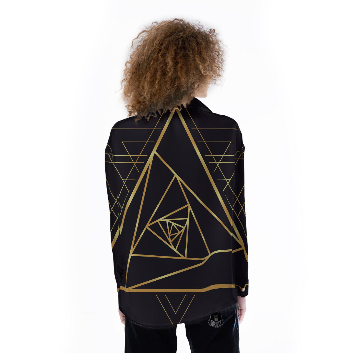 Pyramid Rose Print Women's Long Sleeve Shirts-grizzshop