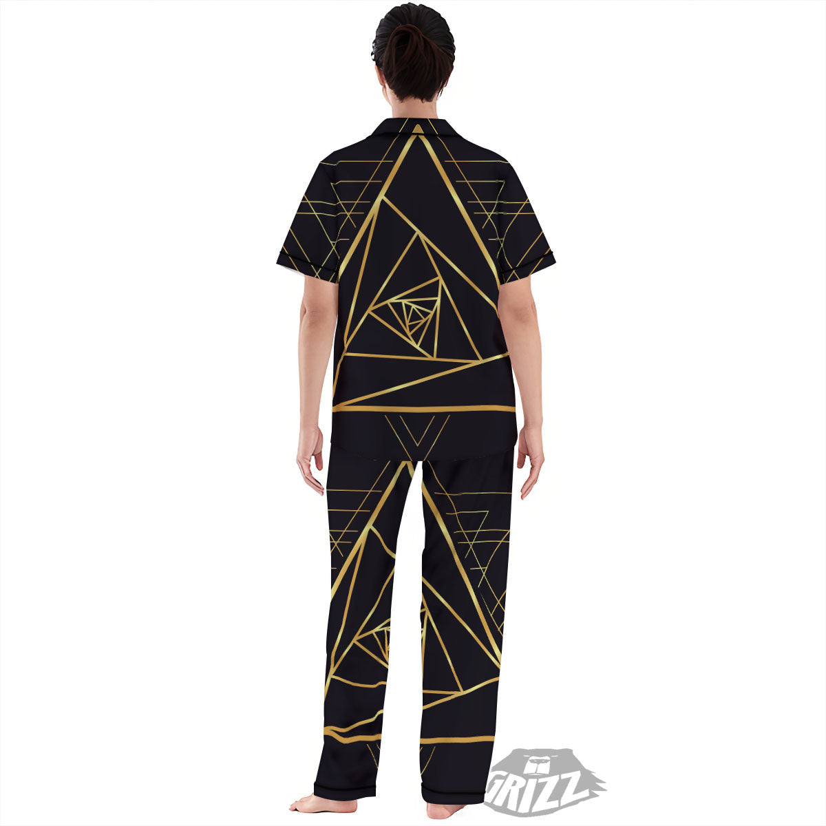 Pyramid Rose Print Women's Pajamas Set-grizzshop