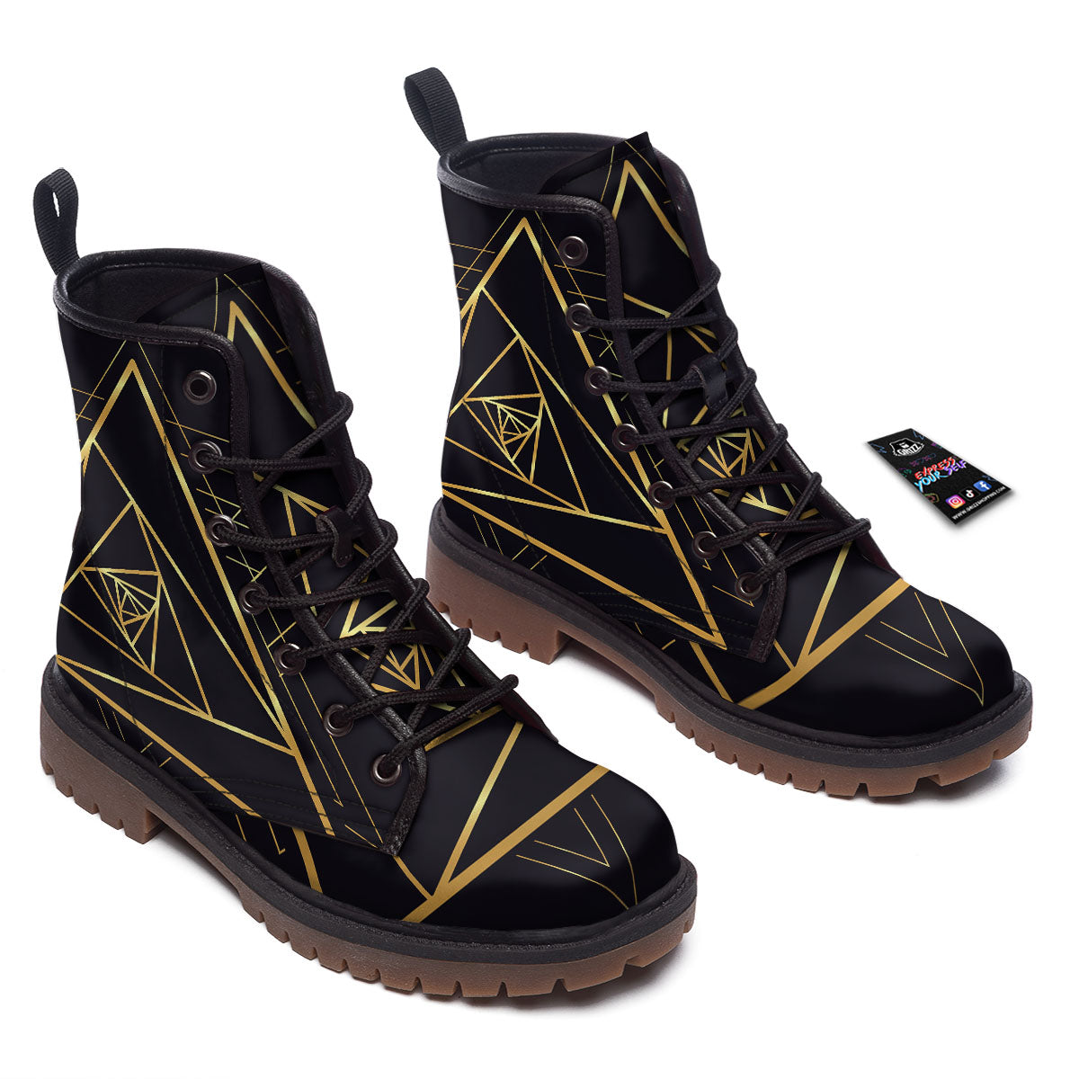 Pyramid Rose Print Work Boots-grizzshop