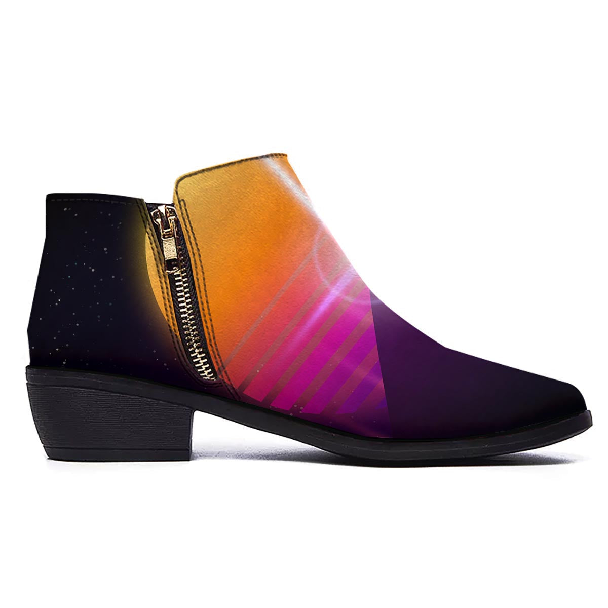 Pyramid Synthwave Print Ankle Boots-grizzshop
