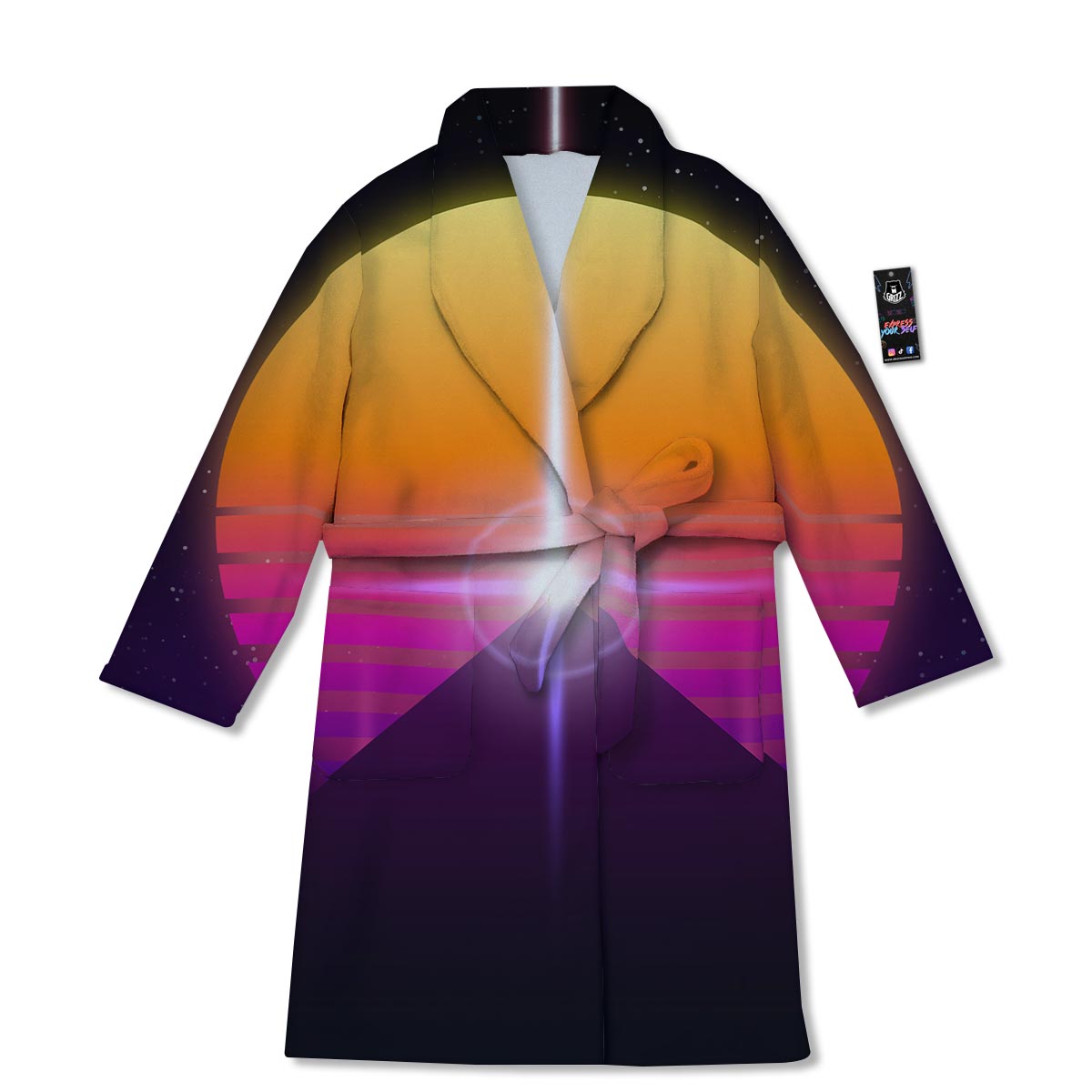Pyramid Synthwave Print Bathrobe-grizzshop
