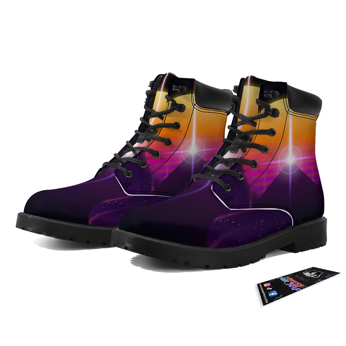 Pyramid Synthwave Print Boots-grizzshop