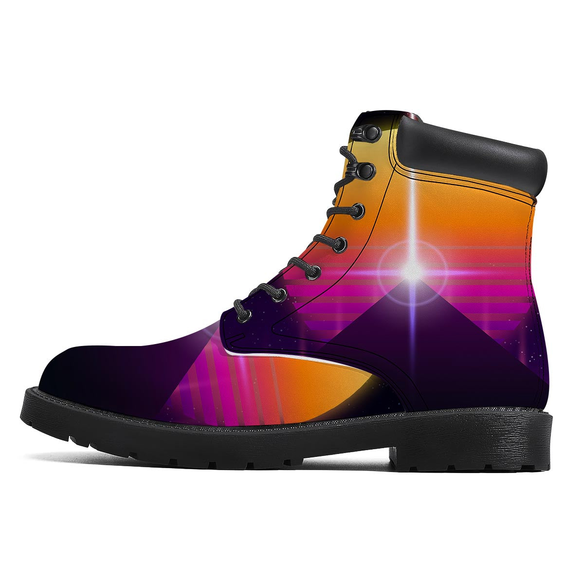 Pyramid Synthwave Print Boots-grizzshop