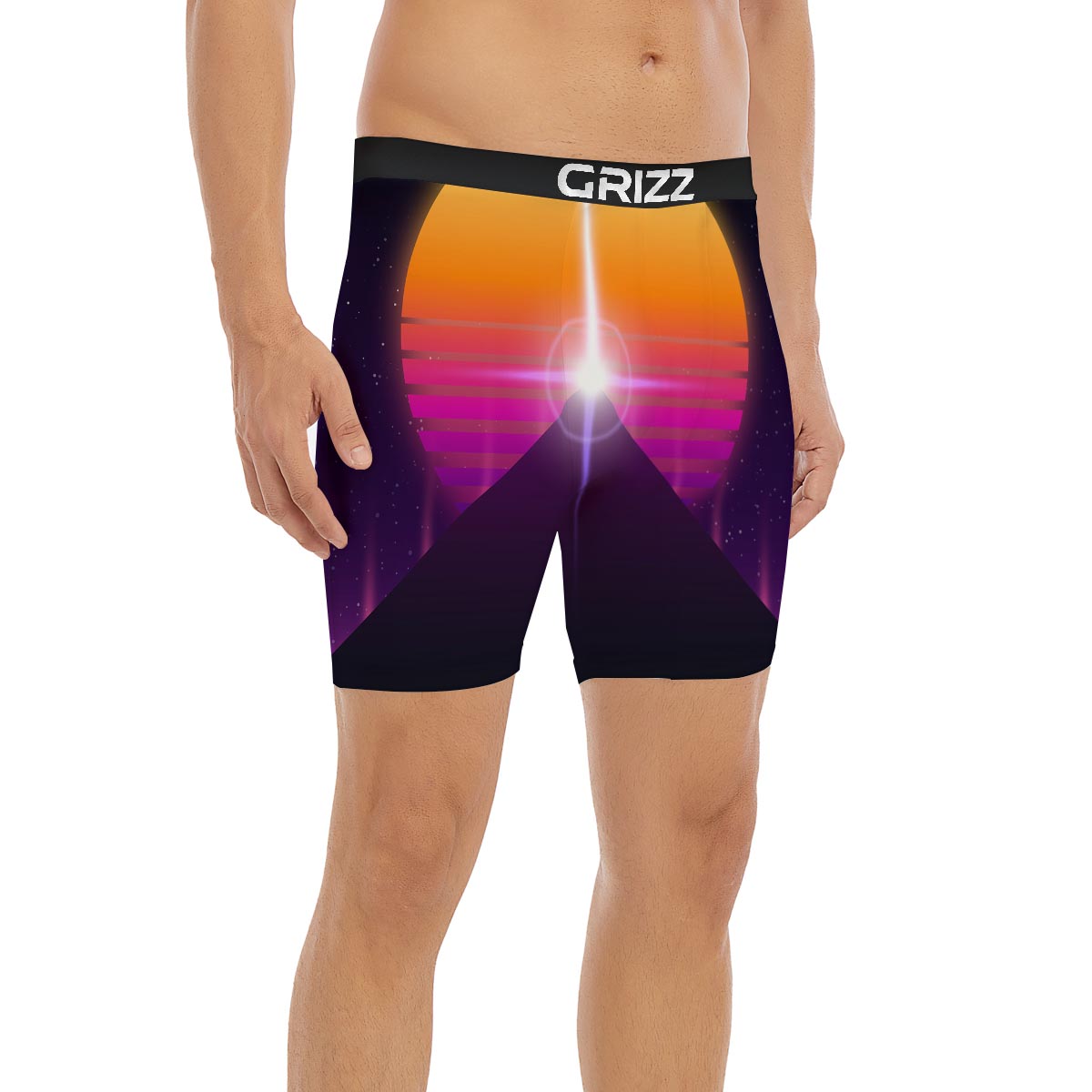 Pyramid Synthwave Print Boxer Briefs-grizzshop