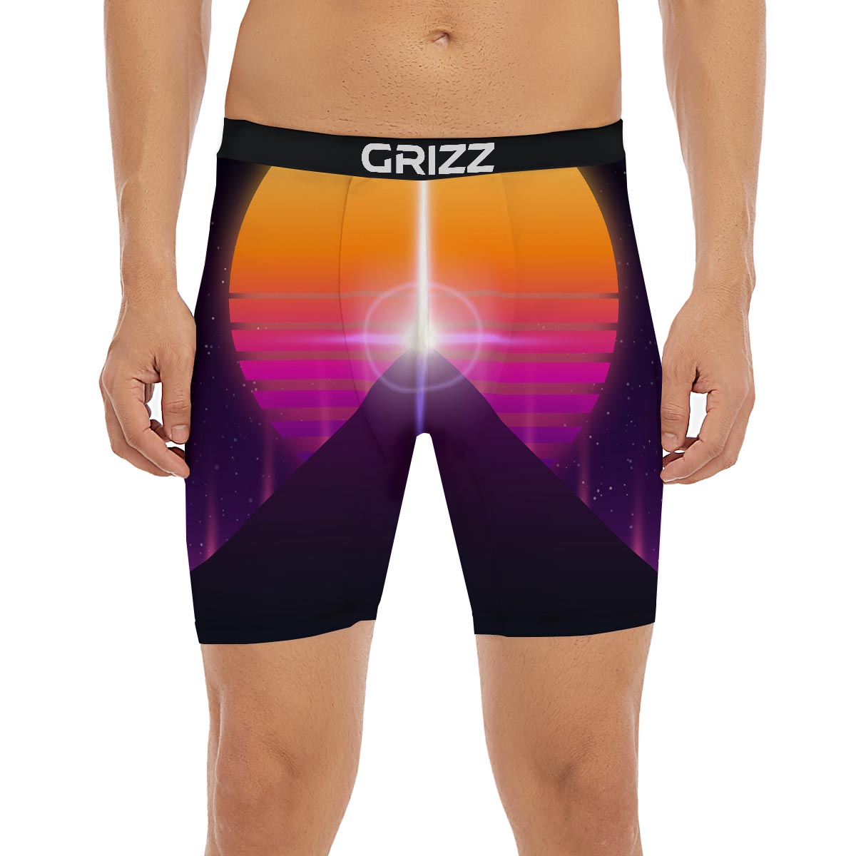 Pyramid Synthwave Print Boxer Briefs-grizzshop