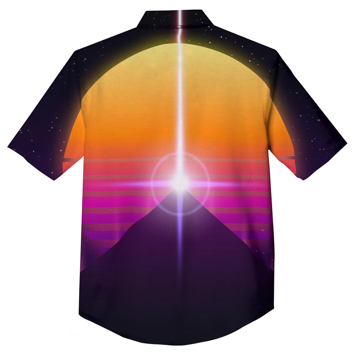 Pyramid Synthwave Print Button Up Shirt-grizzshop