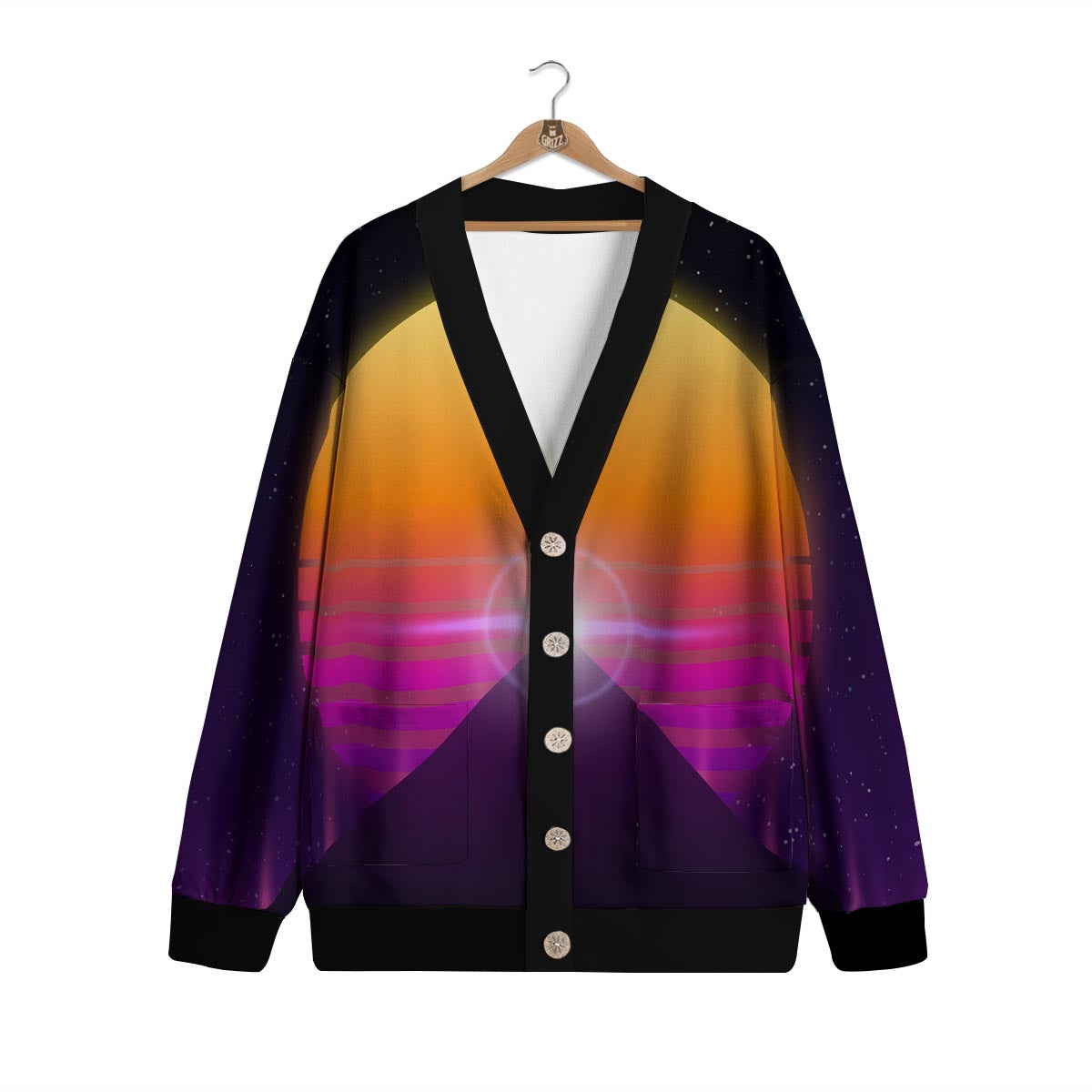 Pyramid Synthwave Print Cardigan-grizzshop