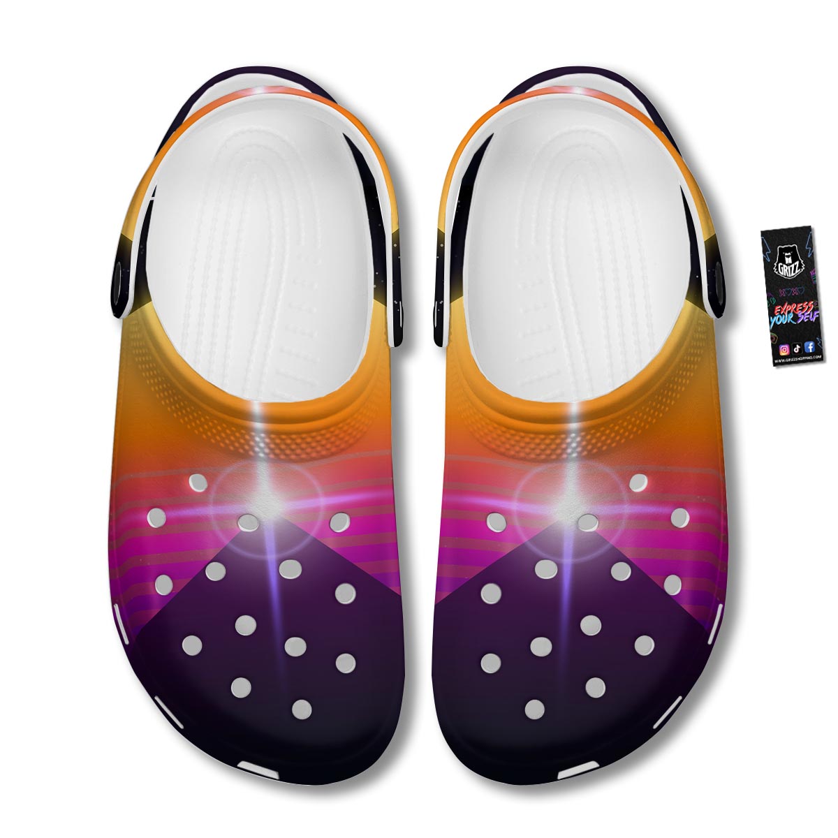 Pyramid Synthwave Print Clog-grizzshop
