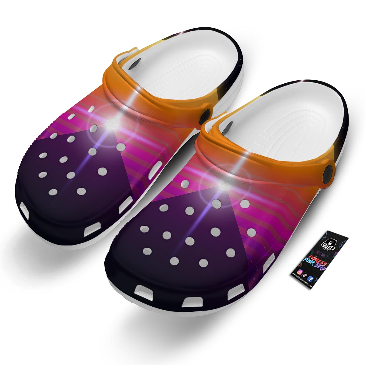 Pyramid Synthwave Print Clog-grizzshop