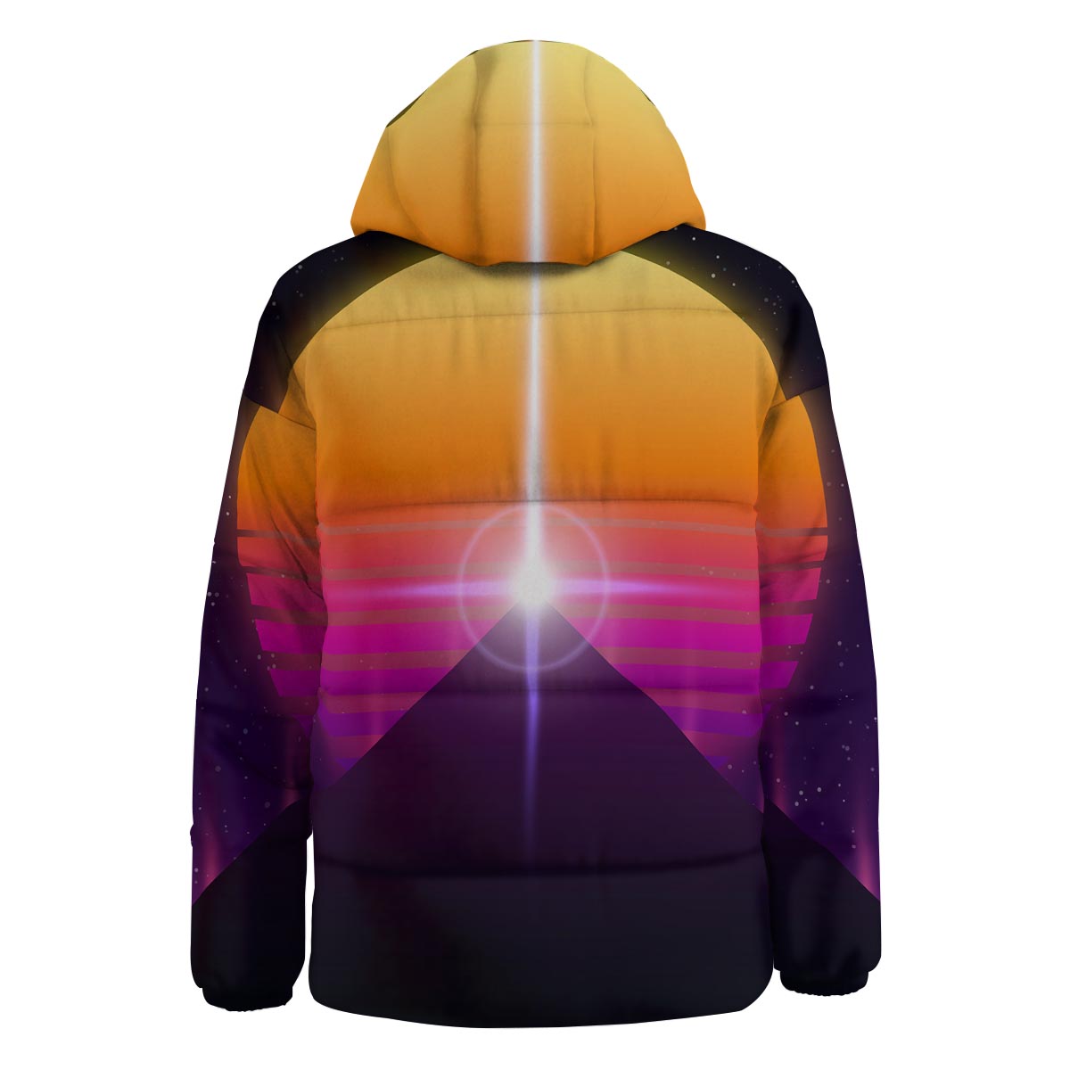 Pyramid Synthwave Print Down Jacket-grizzshop